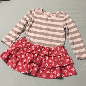 Long sleeve dress with pink ruffle skirt